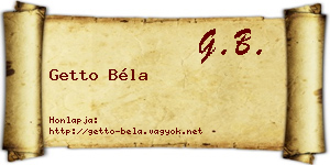 Getto Béla névjegykártya